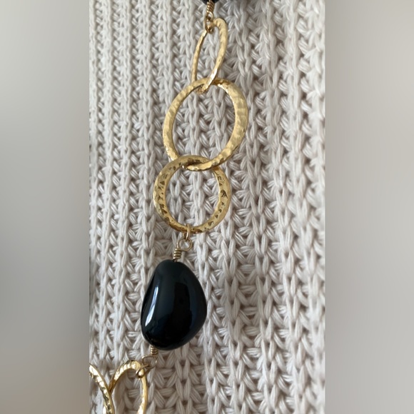 πHost Pickπ Vintage Gold w/ black stone Statement Necklace NWT - Picture 11 of 14